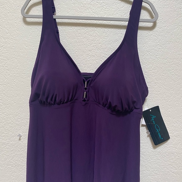 Aqua Green Swimsuit Top. Plus Size Purple & Floral - Picture 4 of 5